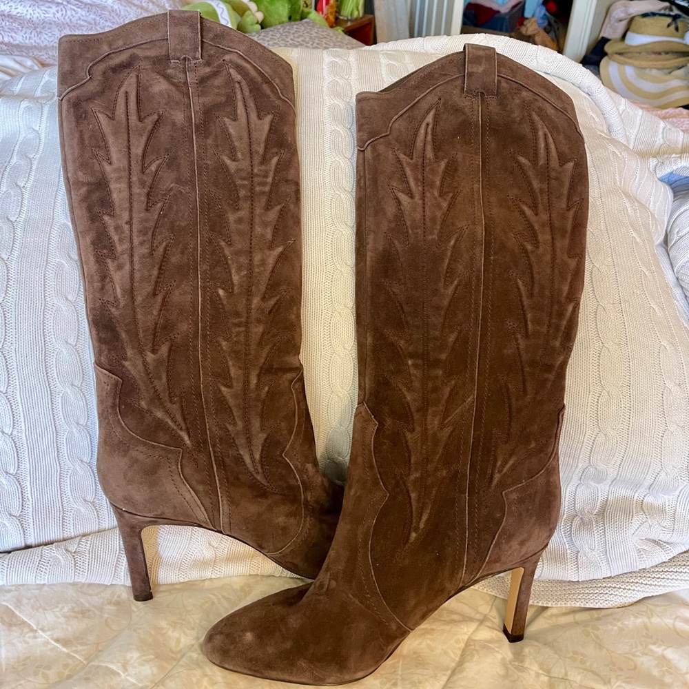 Marc Fisher Chocolate Suede Heeled Boots